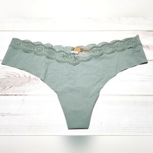 Pink Victoria's Secret No Show Lace Trim Thong Panty XL - New With Tags